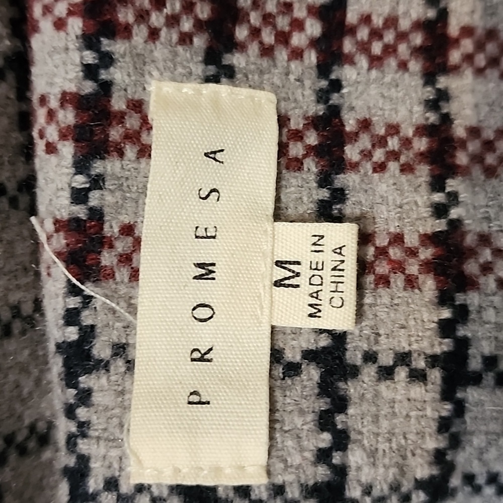 Plaid Button-Front Shacket Jacket - Red/Grey - Picture 10 of 12